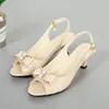 حذاء اللباس 2023 أزياء Ladie Summer Summer High Heel Pumps Sexy Open Toe Fish Mouth Bowknot Party Sandals Stiletto Stiletto