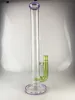 Pipas para fumar bong piruleta morada y detalles en verde fluorescente 2 percs en línea junta de 18 pulgadas y 18 mm con el mismo recipiente de color