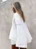 Women's Sleep Lounge Hiloc White Cotton Pajama Sets Loose Flare Long Sleeve Loungewear Fashion Women's Pajamas 2023 Night Wears For Women Sleepwear zln231116