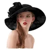 Cykelmössor maskerar blommor organza bred grim hatt woemn kyrka kentucky fascinator brud te hattar fest bröllop elegant keps damer