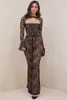 Dwuczęściowe spodnie dla kobiet najnowszy garnitur jesień/zima 2023 projektant mody seksowna sukienka koronkowa temperament