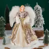 Decorações de Natal Enfeites de anjo para árvore de Natal Top Gold Angel Christmas Tree Topper Decorações de Natal douradas para jardim Quintal Cafe Desk Decor 231116