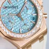 Montre de luxe femmes diamant montre 7750 synchronisation mouvement mécanique 37mm saphir étanche mode montres bracelet en caoutchouc de luxe