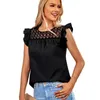 Camisas femininas 2023 Moda de primavera/verão Moda feminina de pescoço redondo sólido Slim Fit Lace Ruffle T-shirt Y2K Roupas