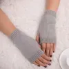 Vijf vingers handschoenen gebreid lange hand vrouwen warme vaste kleur winter zonder vingerloos voor vrouwen meisje guantes Invierno mujer luvas