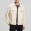 Men's Jackets Fashion Men Solid Color Lapel Long Sleeve Pockets Loose Casual Crop Coats Streetwear Autumn Outerwear