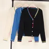 Maglioni da donna Camicette all'uncinetto Camicette tricot Abbigliamento corto Cardigan in jersey stile coreano moda femminile Capispalla nero da donna lavorato a maglia 231115