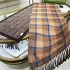 Luxe Designer Vrouwen Sacrf Dubbelzijdig Kasjmier Winter Sjaals Merk Letter Plaid Patroon Sjaal Vrouwen Lange Type Kwastje 190x33cm SDLX