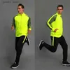 Tute da uomo 2 pezzi Set Abbigliamento sportivo da calcio da uomo Tuta da allenamento Giacca da allenamento Autunno Inverno Primavera Manica lunga Cerniera Top e pantaloni Q231117