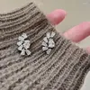 Oorknopjes Huitan Sierlijke Dames Met Geometrische Zirkonia Zilver Kleur Prachtige Bruiloft Voor Dame Mode-sieraden