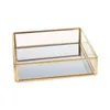 Jewelry Pouches E15E Ornate Cosmetic Tray Triangle Mirror Holder Storage Case For Home Decor Dresser Tabletop Countertop Organizer