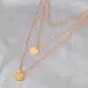 Pendentif Colliers Vintage Coin rond pour femmes filles Long collier en cristal multicouche 2023 bijoux de mode féminine