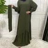 Etniska kläder Eid Ramadan Islamiska Turkiet Nida Abayas med gratis bälte av hög kvalitet muslimsk blygsam enkel klänning vestido longo feminino