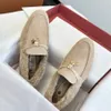 10A جودة فستان أحذية Loro Loafer Lady المفضلة Piana Piana Apricot سحر الأحذية غير الرسمي Walk moccasins للنساء مصممة الشتاء دافئة في الهواء الطلق الحذاء أحذية رياضية الحذاء 35-42