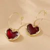 Stud 2024Summer New Fashion Retro Trend Red Heart Simple Delicate Elegant Ladies Earrings Luxury Birthday Gift