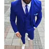 Trajes para hombres Blazers Royal Blue Wedding Mens Custom Slim Fit Novio Esmoquin Chal Solapa Chaqueta de 3 piezas Pantalones Chaqueta masculina Pantalones Chaleco Corbata 231115