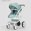 Strollers# New Baby stroller 2 in 1 Green baby carriage folded stroller high lands pram for baby travel pushchair Pink baby car lightweight Q231116