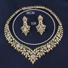 Wedding Jewelry Sets Dubai Gold Color Necklace Earrings Set for Womens Rhinestone Girl Gift 231116