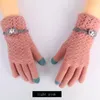 Cinq doigts gants automne et hiver mode fille Jacquard tricoté femmes laine chaude couleur unie fendu Finger1