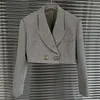 Kurtki damskie kurtka 2023 Autumn Metal Button Dekoracyjny płaszcz krótkometrażowy Koreańska moda Slim Blazer Long Sleved Top Y2K