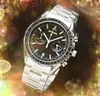 Populaire hommes de luxe en acier inoxydable montres en plein air chronographe Quartz batterie professionnelle lune espace lumineux classique montres reloj de lujo cadeaux