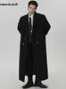 Mélanges de laine pour hommes Mauroicardi automne hiver long noir surdimensionné manteau chaud hommes épaulettes double boutonnage vêtements d'extérieur de luxe 231116