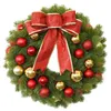 クリスマスの装飾ガーランドクリスマスリースフック40cmバッテリーパワークリスマスリース飾りフェイクドアガーランドLEDライト231116