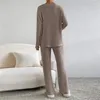 Vêtements de nuit pour femmes Automne Hiver Femmes Pyjamas V Cou Pull Pantalon 2 Pièces Ensembles Confortable Couleur Unie Sexy Casual Tempérament De Mode