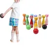 Bowling 13 pièces ensemble en bois 10 broches 3 balles jeu d'animaux pour enfants XXUF 231115