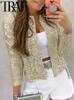 Women's Jackets 2023 Autumn Fashion Standing Collar Colored Sequin Coats Casual Versatile Short Coat Sliver