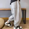 Trousers Autumn Kids Boys Solid Sweatpants Ankle Length Harem Pants 3 y Young Children Clothing Winter Girls Fleece Warm Sport 231116