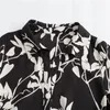 Robes décontractées Robe chemise imprimée noire Femme Automne Vintage Longue Femme Ceinture Manches Femme Élégante Midi