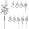 Fleurs décoratives 10 pièces accessoires de plantes de baies d'imitation de noël plantes artificielles paillettes fausse branche de baies décoration en mousse d'arbre