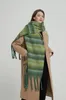 Halsdukar Hanipa Autumn Winter Luxury Scarf Women Designers för förtjockad hästsvans fransad frans varm halsduk sjal 231116