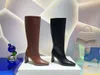 ESTEBAN Black Sequoia Nappa Leather Boots مصمم فاخرة نساء جلود حذاء نارية دراجة نارية عالية الجوارب الحمل