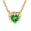 Joias com pedras preciosas, ouro real, loja on-line, natural, tsavorite, diamante, formato de coração, colar feminino