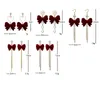 8 styles automne/hiver rouge Vintage troupeau arc gland boucles d'oreilles nouvel an vin rouge servir perle boucles d'oreilles