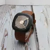 Armbanduhren Mode Quadratische Uhren Männer Sport Kreative Plattenspieler Lederband Quarz Männliche Uhr Reloj Hombre