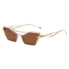 Sunglasses Fashion Cat Eye Semi-Rimless Women Men Trends Punk Hollowed Sun Glasses Female Y2k Gradient Shades Eyewear Oculos
