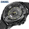 Wristwatches SMAEL The Men's Watches Black Leather Watchband Calendar Clock 30M Waterproof Watch 9115 relogio masculino Quartz 231115