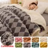 Blankets Checked Velvet Blanket For Living Room Thicken Layer Home Double Duvet Fleece Bed Cover Bedspread Decor 231115