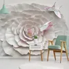 Fonds d'écran Personnalisé 3D Papier Peint Moderne Simple En Relief Fleurs Po Peintures Murales Salon Chambre Fond Peinture Auto-Adhésif