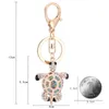 Keychains Full Crystal Tortoise Keychain Car Key Chains Rings Women Girl Handbag Pendant Rhinestone Chain Ring Men Jewelry 2023