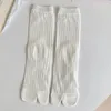 Women Socks Two Toes Candy Colors Cotton Breathable Loose Long Japanese Fashion Solid Color Girls Black White