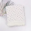 Couvertures Couverture de pompon imprimée en coton pour enfants Born Gauze Wrap Bamboo Muslin Swaddles Chariot de bébé couvert