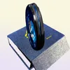 6mm Wolfram Men039s Ring Thin Blue LineInside Schwarz gebürstete Band ATOP JUDELLE J1907161987817