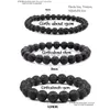 Bedelarmbanden 6Mm 8Mm 10Mm Zwarte Vulkanische Lavasteen Armbanden Aromatherapie Essentiële Olie Diffuser Armband Voor Vrouwen Mannen Dhgarden Dhk1E