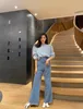 Chan CCC 2023 새로운 브랜드 여성 청바지 바지 여성 카프리화물 바지 요가 넓은 다리 트렌디 한 캐주얼 패션 디자이너 로고 청바지 생일 어머니의 날 선물