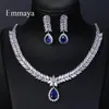 Wedding Jewelry Sets Emmaya Luxury AAA Cubic Zircon 4 Colors Water Drop Earrings Necklace For Women Bridal Party Accessories 231116