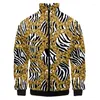 Giacche da uomo Luxury Blue Chain Zebra 3D Jacket Uomo / Women's Harajuku Hip Hop Felpe con cappuccio Casual Stand Collar Boy's Zipper Sweatshirt